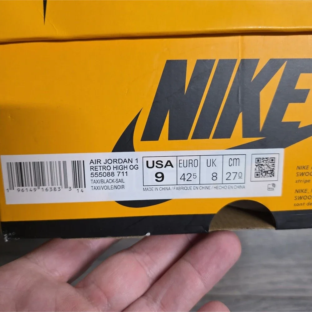 Nike Air Jordan 1 Retro High OG Taxi/Black Sail Mens Size 9